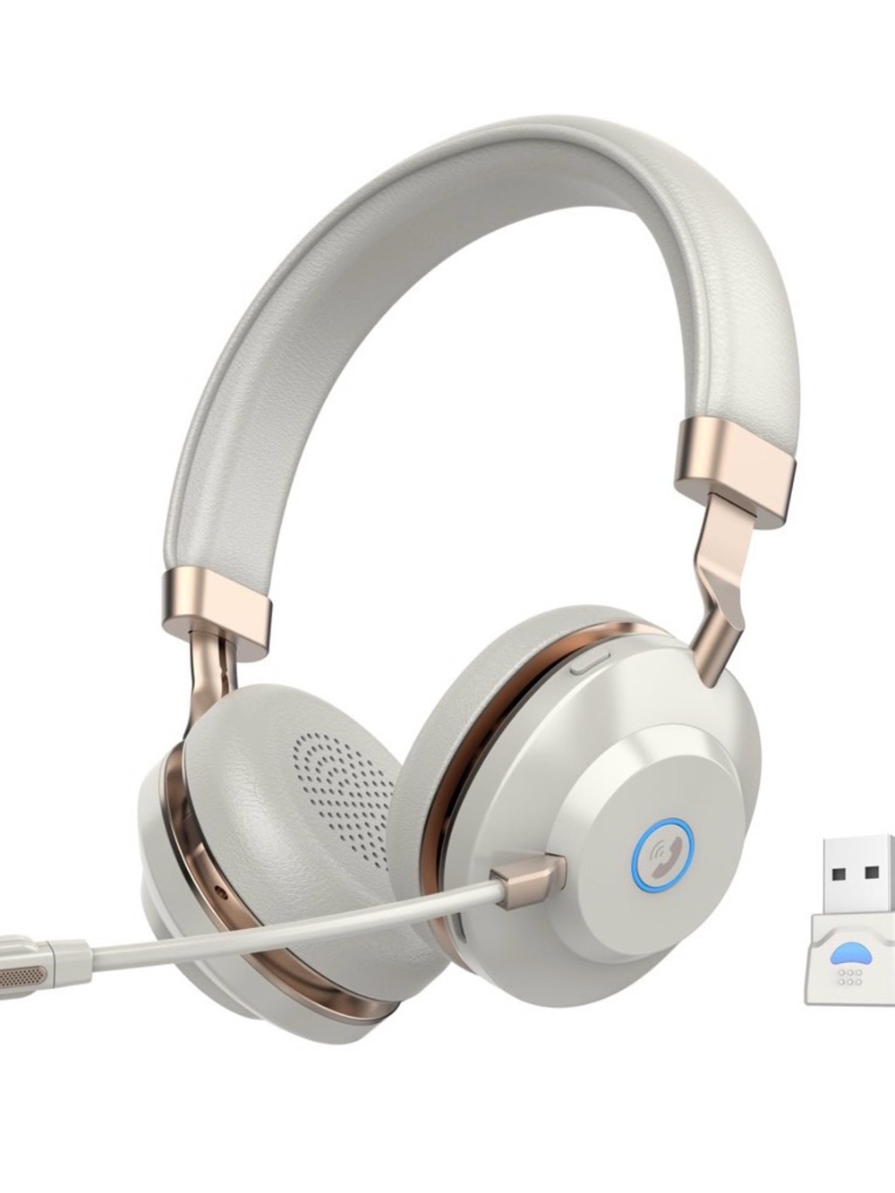 Wireless Over-Ear Headphones in Pearl White with Rose Gold Accents